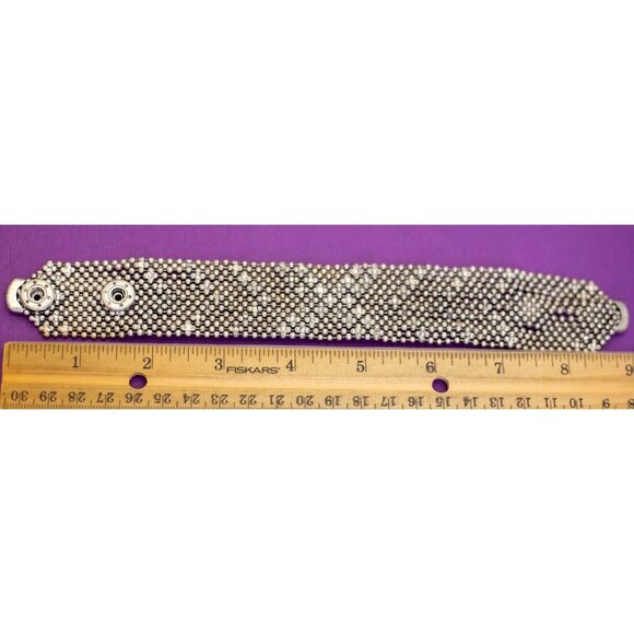 8 inch, Vintage Arrows X Rhinestones Gold Tone Bracelet - Q33 - Picture 3 of 3